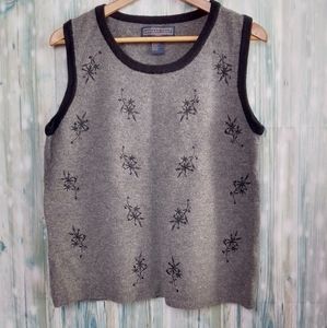 Herman Geist lambswool sweater vest with beadwork